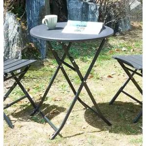 [자르파라]매장 정원 야외용 블랙 우드톤 접이식 원형 테이블(60cm)