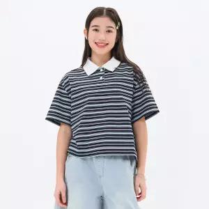 [오션스카이] [2color] 여아 스트라이프 럭비 반팔 티