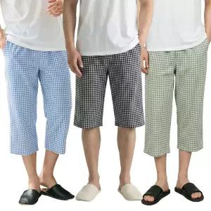 버블체크 잠옷 바지 남성 5부 7부 남자 파자마 빅사이즈 반바지 홈웨어 하의