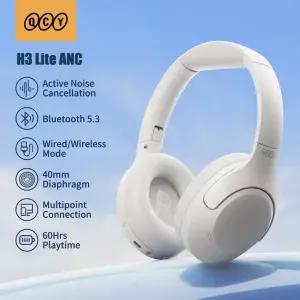QCY H3 Lite ANC 무선/유선 헤드폰 Bluetooth 5.3 접이식 오버이어 헤드셋 HIFI 사운드 60H 재생 시간 이어