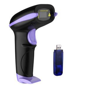 NADAMOO 무선 바코드 스캐너 328피트 전송 거리 USB 1D 자동 리더 핸드홀드 상점 슈퍼마켓 창고용 리시버 - Violet