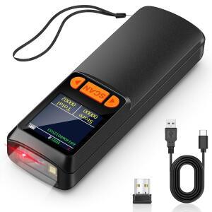 KUIYER 미니 블루투스 바코드 스캐너 LCD 화면 디스플레이 키패드 AI 음성 설정이 가능한 무선 2D QR 1D 스마트폰 컴퓨터 POS용 소형 휴대용 리더기