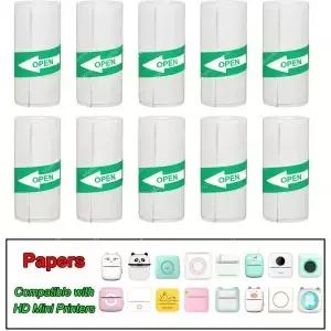 10 롤 미니 프린터 용지 자체 접착 흰색 감열지 라벨 스티커 무선 사진 lnkless 57mm