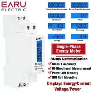 Din 레일 단상 양방향 다기능 에너지 미터 백라이트 RS485 용 원격 통신 AC 220V