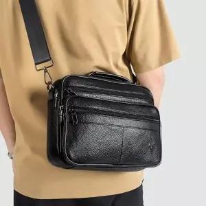 남성 가죽 이우 크로스백 남자 캐주얼 직장 수납많은