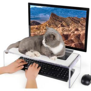 VAOLLO 고양이 방지 키보드커버 노트북 보호 투명 키보드 보호대 보관용 PC 책상 스탠드 아크릴 모니터 라이저 (20인치 /7.1인치 /4.8인치)