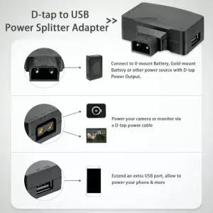 11V-17V D 탭-USB 어댑터 5V/1.5A V-마운트 배터리 전원 범용 남성-여성 분배기