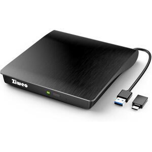 ZIWEO 외장 CD DVD 드라이브, 휴대용 리라이터 호환 타입 맥북 데스크탑 드라이브 USB 리눅스 노트북 C + /-RW ROM 맥 버너 플레이어 윈도우 PC OS와 3.0