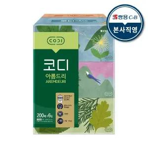 [코디] 아름드리 미용티슈 200매x6입 1팩