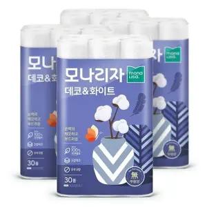 [모나리자] 데코 앤 화이트 화장지 27m 30롤 4팩