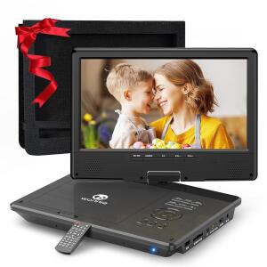 WONNIE 12.5인치 휴대용 DVD 플레이어, 10.5인치 /동기화 충전식 헤드레스트 어댑터, TV 카드 USB 회전 자동차 지원, 5시간 지역 /SD 케이스, AC 배터리, 모든 충전기 HD 및 스크린,