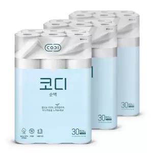 코디 순백 화장지 30m 30롤 3팩