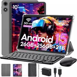 VisuPad 2026 안드로이드 15 태블릿 키보드 포함 26GB+256GB+2TB 확장 10인치 2인치 1개 제미니 AI 8000mAh