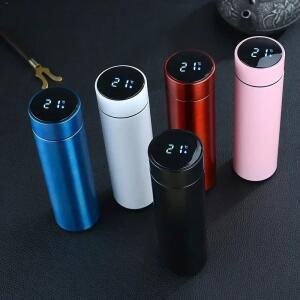 디지털 온도 디스플레이가있는 500ml 스테인레스 스틸 보온병 LED 지능형 측정 컵 진공 플라스크