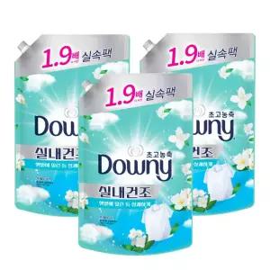다우니 초고농축 섬유유연제 실내건조 프레시클린 리필 1.35L 3개