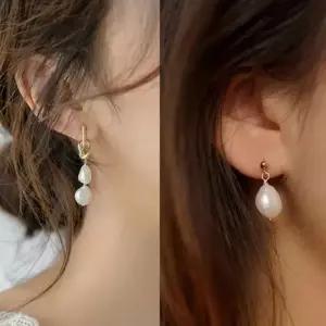 자연주의 담수진주 써지컬 심플 매듭 혼주 귀걸이