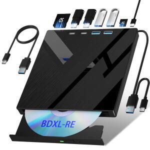 WBACON 7 IN 1 외장 블루레이 R SD 지원, /W 드라이브 버너가 있는 데스크톱용 PC용 맥OS 100G 포트 리눅스 윈도우 디스크 노트북 드라이브, /DVD /TF