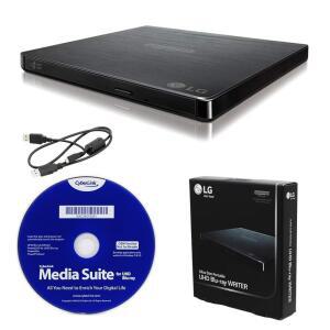 PRODUPLICATOR LG BP60NB10 휴대용 6X 울트라 외장 DVD 버너 드라이브, HD 블루레이 DL 및 BD USB BDXL 굽기 케이블 CYBERLINK - 디스크 소프트웨어 포함 CD