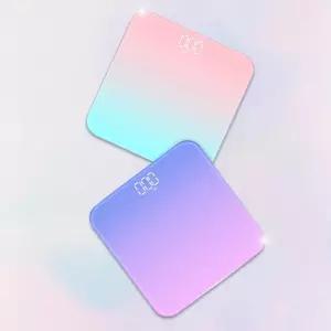 파스텔 LED 디지털 미니 체중계 온도 측정 가능 다이몸무게 전자 다이어트 기계식 사각디자인 누드