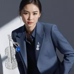 옷핀 고급 브로치 음표 다이아몬드 액세서리 첼로 핀