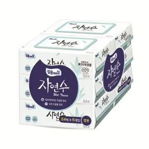 (미래생활) 물티슈 자연수 (64매X6입)보습효과 휴대용 향균 아이깨끗 사랑가득한 순한 소프트한촉감 행복한
