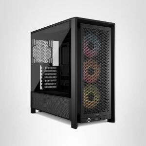 CORSAIR 4000D RS ARGB 프레임 모듈형 미드 타워 ATX PC 케이스 고풍량 3배 사전 설치 팬 인피니레일 장착 시스템 ASUS BTF MSI Zero 기가바이트 스텔스 블랙