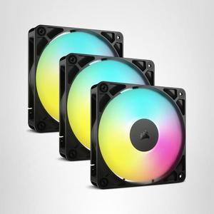CORSAIR RS120 ARGB 120mm PWM 팬 u2013 데이지 체인 연결 저소음 자석 돔 베어링 트리플 팩 블랙