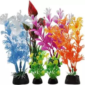 경건한 애완동물 수족관 장식 - 6pcs 컬러풀한 어항 식물 미니 플라스틱 액세서리