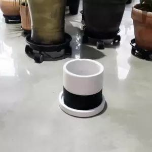 모던 시멘트 화분 정원형-화이트 블랙투톤 15x15cm선물 심플한 한화분 선물용 기화분 예쁜 감성