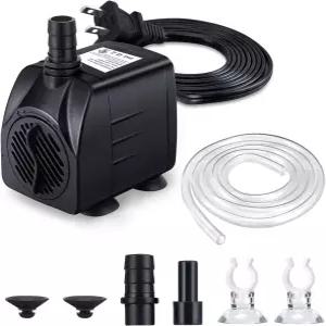CWKJ 분수 펌프 220GPH 15W 900L/H 잠수식 물 6.5피트 튜브(ID x 1/3인치)가 장착된 내구성 있는 야외