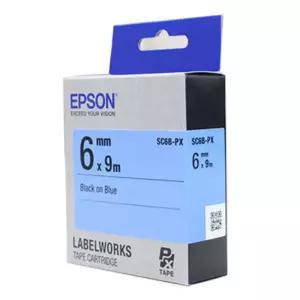 ( EPSON) 라벨테이프 6mm SC6B 파랑 검정)프린터 테잎 용이프 터치 인쇄 테프