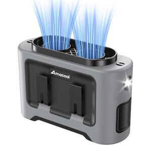 AMACool 14500mAh 휴대용 허리 팬 전신 쿨 셔츠 팬을 위한 강력한 풍력 팬에 장착된 5단 웨어러블 벨트클립 야외 작업 캠핑 여행을 배터리 작동식 개인
