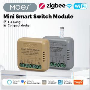 MOES 지그비/와이파이 미니 스마트 스위치 모듈 투야 1-4 갱 DIY 구글 홈 알렉사 음성 제어 타이머 오토메