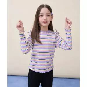 빈폴 키즈 BI6241G02V 여아 스트라이프 골지 컷아웃 티셔츠 라이트 퍼플 1032886