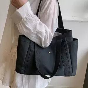 데일리 쇼퍼 백 넉넉한 숄더 캔버스 가방 투포켓 패브릭 여성 여성캔버스가방