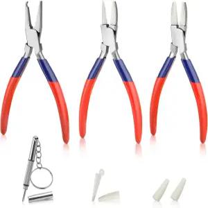 골드 디어 3PCS 원형 및 나일론 턱 안경 프레임 플라이어 코 패드 암 조절 플랫 광학 수리 조립 조정 세트