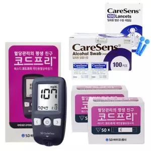 SD코드프리 혈당계+시험지 100매+침 110개+솜 100매