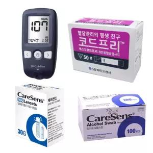 SD 코드프리 혈당계+시험지50매+채혈침100+알콜솜100