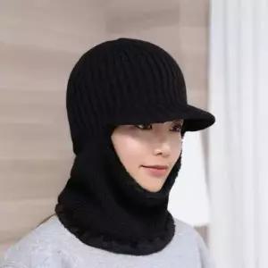 브리드 넥워머 블랙 일체형니트챙모자 털모자 털모자