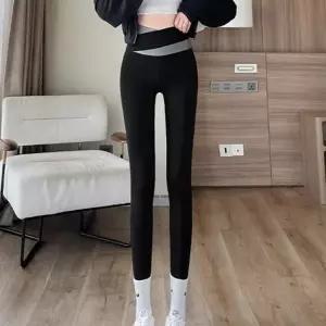여성 허리 배색 크로스 밴딩 심리스 슬림 9 9부레깅스