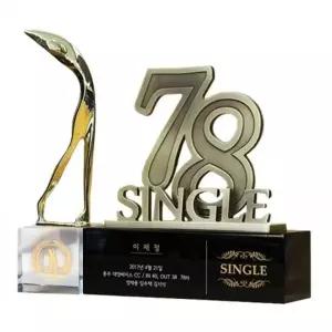 [룽스66]타수 싱글패 금속 커팅 골프트로피 SSC17