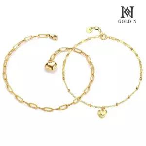 [골드앤] 14K 러브홀릭 엣지체인 소+콤비러브 팔찌 세트