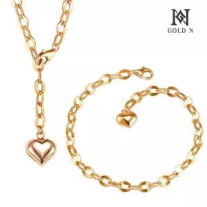 [골드앤] 14K 러브온 중 목걸이+팔찌 세트
