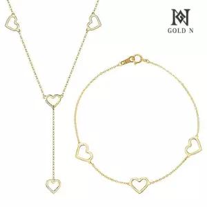 [골드앤] 14K 모디하트 Y 목걸이+한줄 팔찌 세트