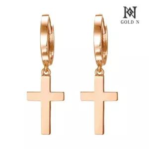 [골드앤] 14K 플랫 십자가 귀걸이