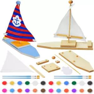 제나이 0개 나무 보트 키트 돛단배로 DIY 목공예 여름 학교를 위한 장난감 활동을 직접 만들어보세요