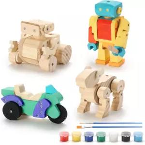 세인스마트 용 목공 건축 키트 STEM 프로젝트 세트용 4in 목재 페인트 브러시가 포함된 DIY 예술 및 공예