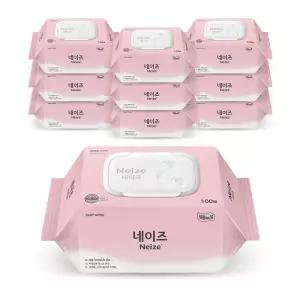 네이즈 베이직 도톰한 유아물티슈 캡형 100매 x 10팩