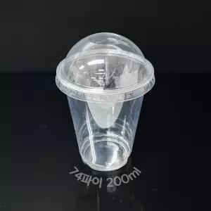 74파이 7온스(200ml) 투명 PET컵+무타공 돔리드 뚜껑 100개