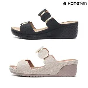 행텐 HT-C109 여성용 메탈릭 골드포인트 웨지 샌들 폭신한 쿠션 슬리퍼